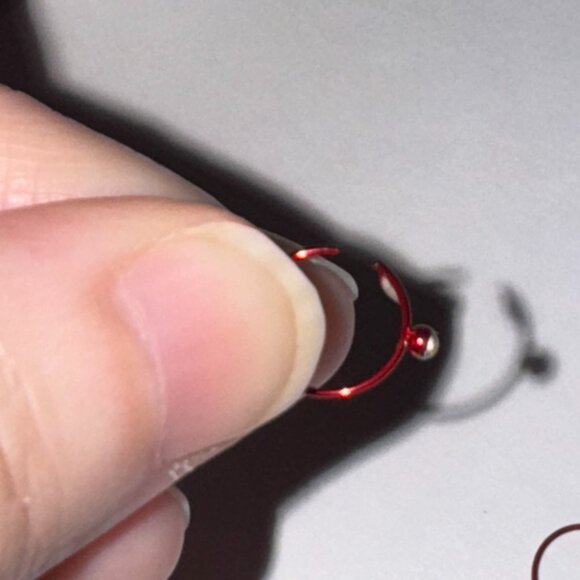 Red 22 Gauge Titanium Plated Hoop Nose Rings - Picture 5 of 10